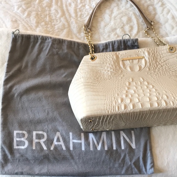 Brahmin Handbags - Brahmin White Embossed Satchel